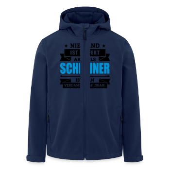 Funshirt Schreiner - Recycelte Männer Softshell-Jacke von Stanley/Stella - Navy - Vorne - AI Model Male 185 light (185cm)