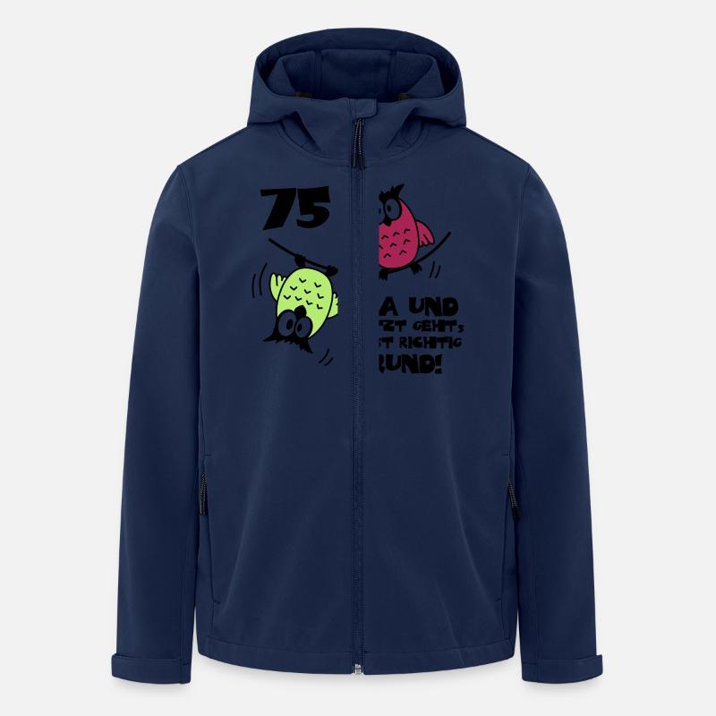 75. Geburtstag - Eulen "na und" - Recycelte Männer Softshell-Jacke von Stanley/Stella - Navy