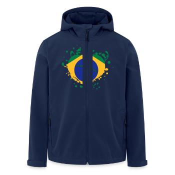 brasil brazil flag heart games - Men’s Recycled Softshell Jacket by Stanley/Stella - navy - Front - AI Model Male 185 light (185cm)