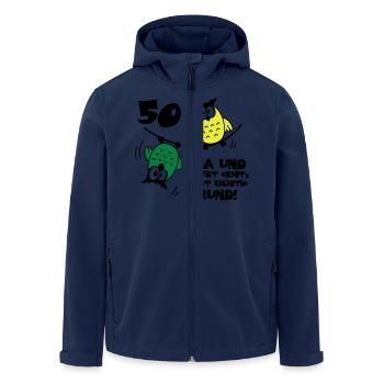 Geburtstag 50, Eulen am Drahtseil, rund - Recycelte Männer Softshell-Jacke von Stanley/Stella - Navy - Vorne - AI Model Male 185 light (185cm)