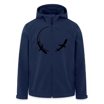2 curve logo circle round line airplane plane fly - Men’s Recycled Softshell Jacket by Stanley/Stella - navy - Front - AI Model Male 185 light (185cm)