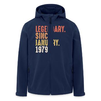 Legendary Since January 1979 - 40. Geburtstag Bday - Veste softshell homme en polyester recyclé Stanley/Stella - marine - Devant - AI Model Male 185 light (185cm)