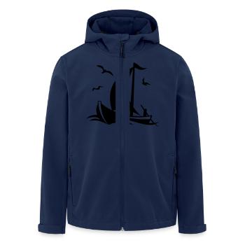 Schiffe - Segelboot Vögel - Recycelte Männer Softshell-Jacke von Stanley/Stella - Navy - Vorne - AI Model Male 185 light (185cm)