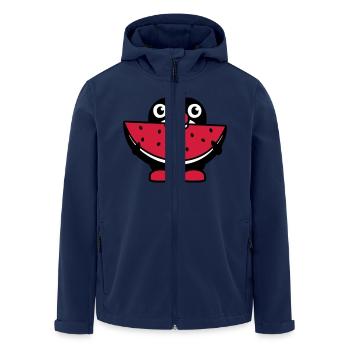 Pinguin isst Melone Obst lecker Hunger beißen Cool - Recycelte Männer Softshell-Jacke von Stanley/Stella - Navy - Vorne - AI Model Male 185 light (185cm)
