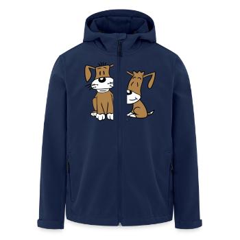 2 Hunde Team Sitzen Zwei Freunde Crew Glücklich - Recycelte Männer Softshell-Jacke von Stanley/Stella - Navy - Vorne - AI Model Male 185 light (185cm)