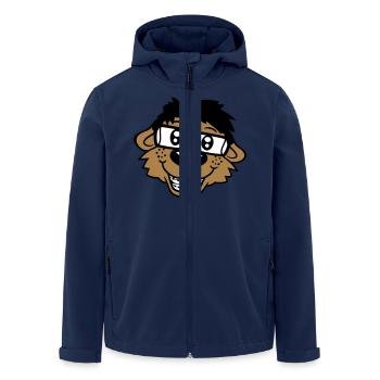 Hund Nerd Hornbrille Geek Zahnspange Schlau Lustig - Recycelte Männer Softshell-Jacke von Stanley/Stella - Navy - Vorne - AI Model Male 185 light (185cm)