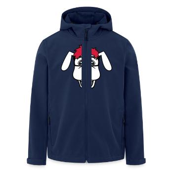 chien nerd hornglasses geek bretelles intelligent drôle - Veste softshell homme en polyester recyclé Stanley/Stella - marine - Devant - AI Model Male 185 light (185cm)
