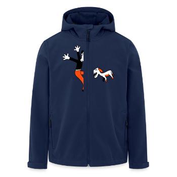 Dog Bites Man Foot Pain Attack - Men’s Recycled Softshell Jacket by Stanley/Stella - navy - Front - AI Model Male 185 light (185cm)