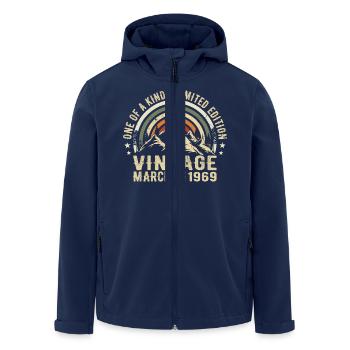 Born in March 1969 - Born in March 1969 - Men’s Recycled Softshell Jacket by Stanley/Stella - navy - Front - AI Model Male 185 light (185cm)
