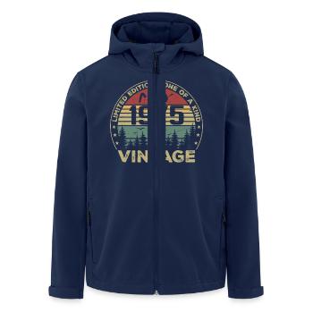 May 1975 May 1975, Vintage May 1975 May 1975 - Men’s Recycled Softshell Jacket by Stanley/Stella - navy - Front - AI Model Male 185 light (185cm)