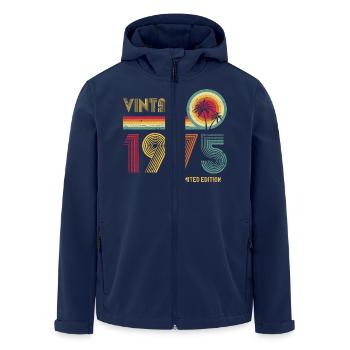 Vintage 1975 Limited Edition – Retro Sonnenuntergang 50er Jahre - Recycelte Männer Softshell-Jacke von Stanley/Stella - Navy - Vorne - AI Model Male 185 light (185cm)