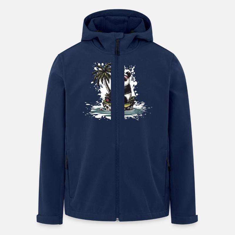Panda Island Palm Tree - Men’s Recycled Softshell Jacket by Stanley/Stella - navy
