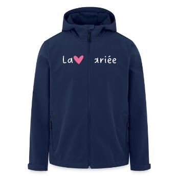 Die Braut Rosa Herz - Recycelte Männer Softshell-Jacke von Stanley/Stella - Navy - Vorne - AI Model Male 185 light (185cm)