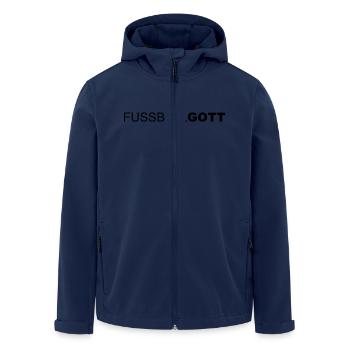 Fussball - Fussball Gott - Recycelte Männer Softshell-Jacke von Stanley/Stella - Navy - Vorne - AI Model Male 185 light (185cm)