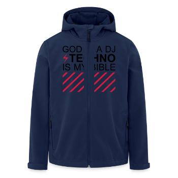 God is a DJ Techno is my bible Festival Culture - Men’s Recycled Softshell Jacket by Stanley/Stella - navy - Front - AI Model Male 185 light (185cm)