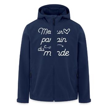 "Meilleur parrain" t-shirt humour parrain - Veste softshell homme en polyester recyclé Stanley/Stella - marine - Devant - AI Model Male 185 light (185cm)