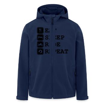 Eat, sleep, ride, repeat - Recycelte Männer Softshell-Jacke von Stanley/Stella - Navy - Vorne - AI Model Male 185 light (185cm)