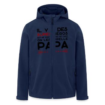 Papa super héros cadeau père - Veste softshell homme en polyester recyclé Stanley/Stella - marine - Devant - AI Model Male 185 light (185cm)