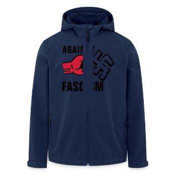 gegen_nazis_012011_f_2c - Recycelte Männer Softshell-Jacke von Stanley/Stella - Navy - Vorne - AI Model Male 185 light (185cm)