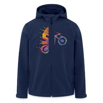 Motocross Bunte Farbe Grafik Männer Frauen & Kinder - Recycelte Männer Softshell-Jacke von Stanley/Stella - Navy - Vorne - AI Model Male 185 light (185cm)