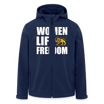 Women life freedom - Men’s Recycled Softshell Jacket by Stanley/Stella - navy - Front - AI Model Male 185 light (185cm)