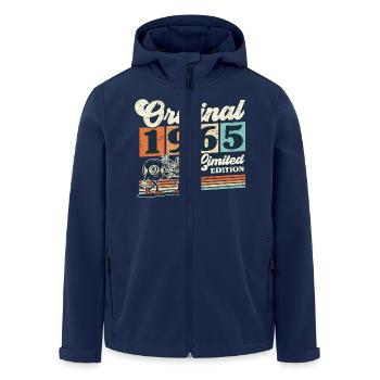 60e anniversaire 60 ans Né 1965 Homme Femme - Veste softshell homme en polyester recyclé Stanley/Stella - marine - Devant - AI Model Male 185 light (185cm)