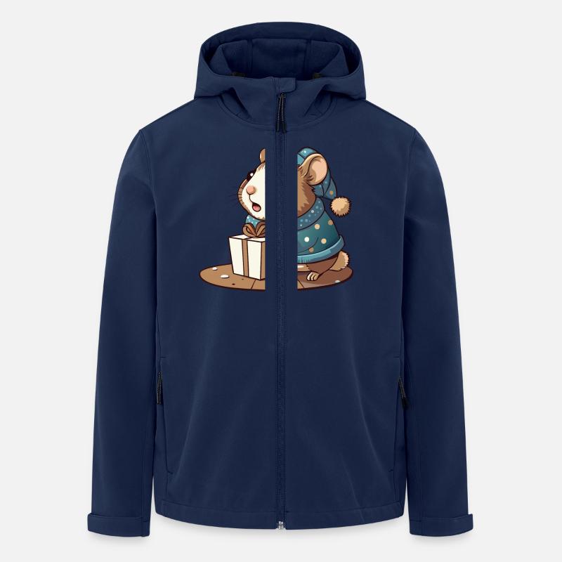 Cute hamster unwraps gift - Men’s Recycled Softshell Jacket by Stanley/Stella - navy