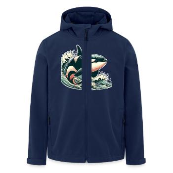 Orca Killer Whale - Men’s Recycled Softshell Jacket by Stanley/Stella - navy - Front - AI Model Male 185 light (185cm)