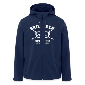 Zum Skifahren geboren zur Arbeit gezwungen Vintage - Recycelte Männer Softshell-Jacke von Stanley/Stella - Navy - Vorne - AI Model Male 185 light (185cm)