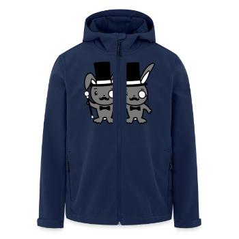 2 Hasen Herr Gentleman Zylinder Hut Monokel Brille - Recycelte Männer Softshell-Jacke von Stanley/Stella - Navy - Vorne - AI Model Male 185 light (185cm)