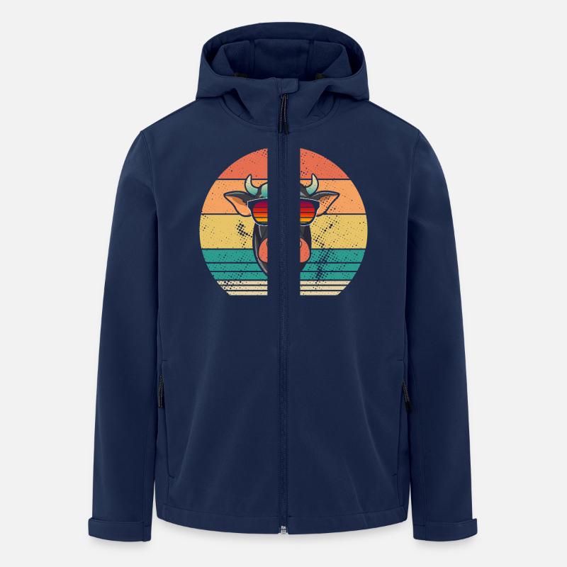Vache Highland Bovins Vaches - Veste softshell homme en polyester recyclé Stanley/Stella - marine