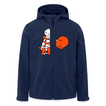 Ente reitet sitzend riesige Schildkröte 2 Freunde - Recycelte Männer Softshell-Jacke von Stanley/Stella - Navy - Vorne - AI Model Male 185 light (185cm)