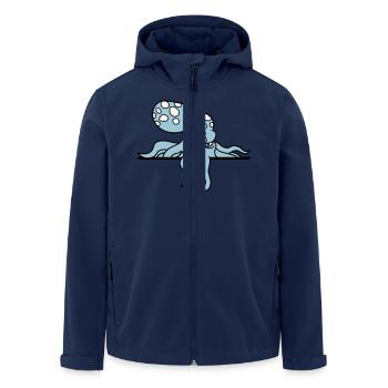 Oktopus hinter Mauer Zaun Schild Tasche guckt böse - Recycelte Männer Softshell-Jacke von Stanley/Stella - Navy - Vorne - AI Model Male 185 light (185cm)