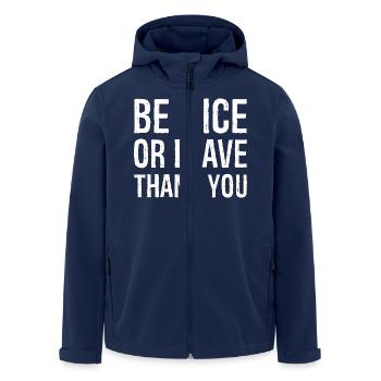 be nice or leave thank you - Men’s Recycled Softshell Jacket by Stanley/Stella - navy - Front - AI Model Male 185 light (185cm)