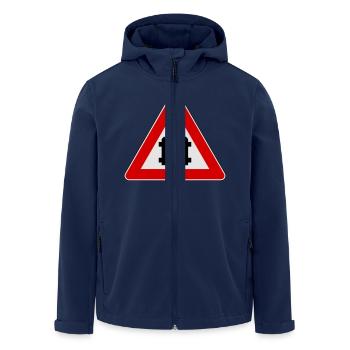 Warning train gate sign - Men’s Recycled Softshell Jacket by Stanley/Stella - navy - Front - AI Model Male 185 light (185cm)