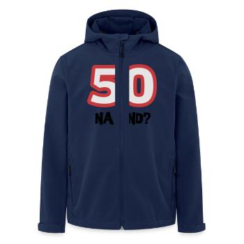 Zum 50. Geburtstag ein Shirt „50 na und?“ - Recycelte Männer Softshell-Jacke von Stanley/Stella - Navy - Vorne - AI Model Male 185 light (185cm)