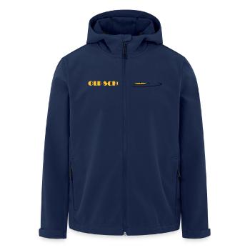 old school, oldschool, vinyl - Men’s Recycled Softshell Jacket by Stanley/Stella - navy - Front - AI Model Male 185 light (185cm)