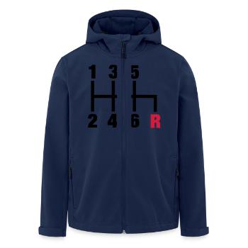 racing_gangschaltung_rueckwaerts__f2 - Men’s Recycled Softshell Jacket by Stanley/Stella - navy - Front - AI Model Male 185 light (185cm)