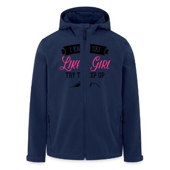 I Know I Ski Like A Girl - Try To Keep Up - Recycelte Männer Softshell-Jacke von Stanley/Stella - Navy - Vorne - AI Model Male 185 light (185cm)