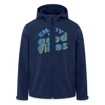 Good Vibes (Schriftzug) 02 - Recycelte Männer Softshell-Jacke von Stanley/Stella - Navy - Vorne - AI Model Male 185 light (185cm)