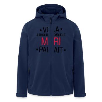 Marriage Wedding Husband Mari Love Mariage Ehemann - Men’s Recycled Softshell Jacket by Stanley/Stella - navy - Front - AI Model Male 185 light (185cm)