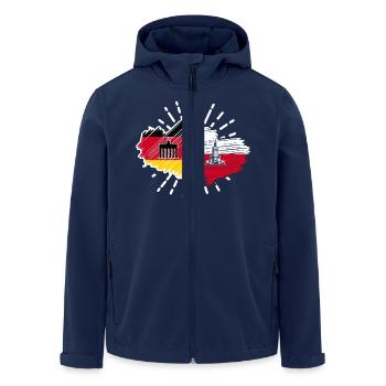 Deutschland Polen Herzen Fußball Länderspiel - Recycelte Männer Softshell-Jacke von Stanley/Stella - Navy - Vorne - AI Model Male 185 light (185cm)