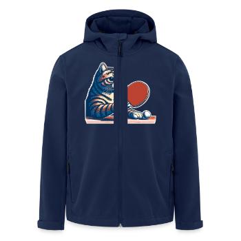 Tischtennis Katze - Recycelte Männer Softshell-Jacke von Stanley/Stella - Navy - Vorne - AI Model Male 185 light (185cm)