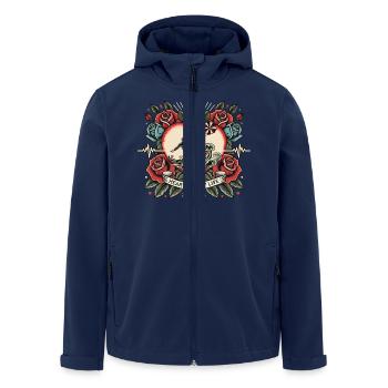Kitesurfer Herzschlag Tattoo Retro Rosen - Recycelte Männer Softshell-Jacke von Stanley/Stella - Navy - Vorne - AI Model Male 185 light (185cm)