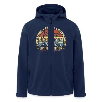 Mars 1993 Anniversaire, Cadeau d’anniversaire Mars 1993 - Veste softshell homme en polyester recyclé Stanley/Stella - marine - Devant - AI Model Male 185 light (185cm)