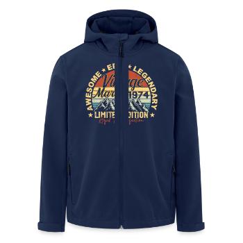 Mars 1974 Anniversaire, Cadeau d’anniversaire Mars 1974 - Veste softshell homme en polyester recyclé Stanley/Stella - marine - Devant - AI Model Male 185 light (185cm)