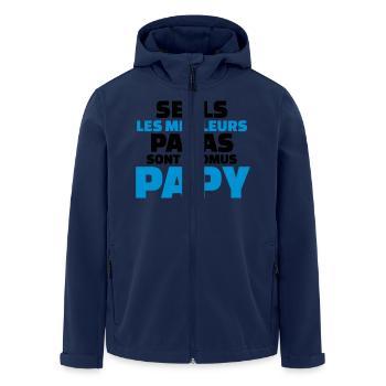 seuls les meilleurs papas sont promus papy - Veste softshell homme en polyester recyclé Stanley/Stella - marine - Devant - AI Model Male 185 light (185cm)