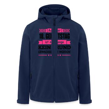18 ist kein Grund - Recycelte Männer Softshell-Jacke von Stanley/Stella - Navy - Vorne - AI Model Male 185 light (185cm)