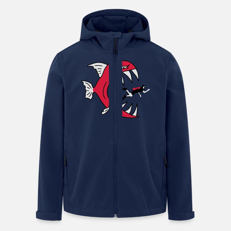 Monster Fish Eats Diver - Men’s Recycled Softshell Jacket by Stanley/Stella - navy