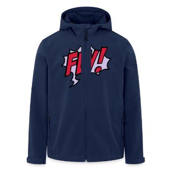 fly - Men’s Recycled Softshell Jacket by Stanley/Stella - navy - Front - AI Model Male 185 light (185cm)